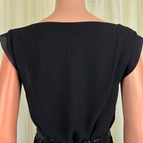 Women's TCEC Sequins Accent Ruched Shirred Chiffon Romper Size Medium Black - Picture 10 of 12